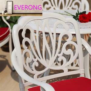 Conjunto de Mesa y Sillas de Jardín Modernas de Aluminio Fundido, Muebles de Exterior de Hierro, Asientos de Terraza, Resistentes al Agua y a los Rayos UV para Patio - Product Image 6