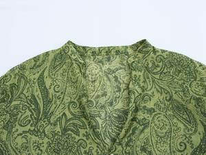 <span class=keywords><strong>Abbigliamento</strong></span> <span class=keywords><strong>Donna</strong></span> Set 2 Pezzi Bohémien <span class=keywords><strong>Verde</strong></span> con Stampa Paisley Maglietta a Maniche Lunghe e Pantaloni a Vita Alta - Product Image 6