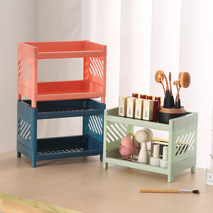 Multi Tiered Desktop Storage Rack 2 Tier Rectangle Standing Type Office Organizer for Supplies Cosmetics Kitchen Bathroom - Product Image 2