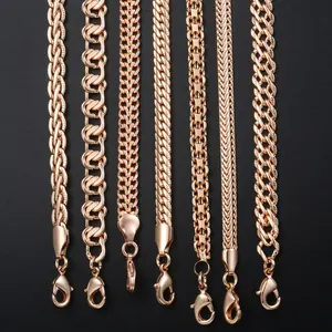 Personalize Necklace for Women Men 585 Rose Gold Venetian Curb Snail Foxtail Link Chains Necklace Fashion Jewelry 50cm 60cm