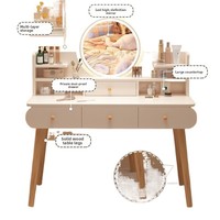 Coiffeuse moderne de luxe en pin pour chambre et salle de bain avec miroir LED éclairé, design écologique et tiroir lumineux