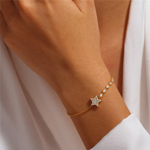 CANNER Nouveau Bracelet en Argent Sterling S925 avec Zircon 5A, Bijou Plaqué Or 18 carats, Breloque Étoile Ronde, Cadeau pour Femme - Product Image 5
