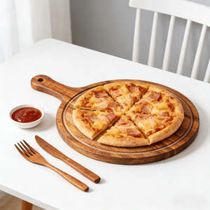 Pala per <span class=keywords><strong>Pizza</strong></span> in Legno di Acacia Premium con Manico - Tagliere Rotondo in Legno per <span class=keywords><strong>Pizza</strong></span>, <span class=keywords><strong>Pane</strong></span>, Salumi - Product Image 2