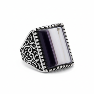 Triangle Shape Onyx Gemstone Authentic <b>Men</b> <b>Ring</b> Turkish Wholesale Handmade 925 Sterling <b>Silver</b> for <b>Men</b> - Product Image 2