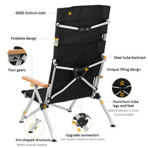 Chaises de plage pliables de petite taille pour le camping, dossier réglable, chaise longue relaxante d'extérieur avec accoudoirs - Product Image 3