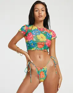 Bikini personalizado de marca privada para mujer, traje de baño con diseño impreso por sublimación, fabricante de China, OEM, 2022