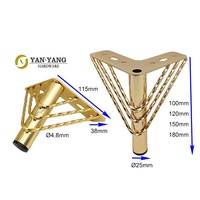 Pieds de support de lit en métal personnalisés Yanyang, finition dorée polie, pieds de remplacement en fer pour canapé