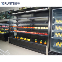 Réfrigérateur vitrine à rideau d'air certifié ISO pour supermarché, présentoir réfrigéré ouvert pour légumes et fruits