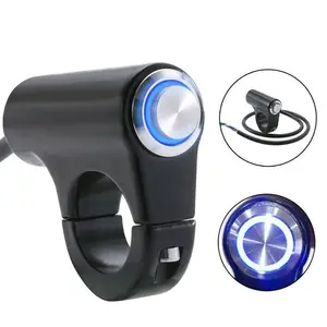 Motorcycle Switch Push Button Alloy Handlebar Switch for Scooter LED Motorbike Light Switch ON-OFF Button with LED