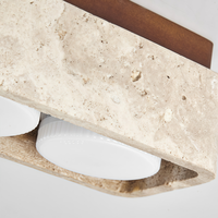 Plafonnier Wabi Sabi en pierre jaune, lampe de plafond médiévale en travertin, éclairage de plafond carré en bois pour chambre, couloir, escalier
