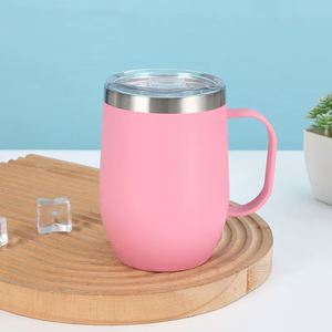 Vaso de Vino de Acero Inoxidable de Doble Pared con Recubrimiento en Polvo, Forma de Huevo, 12 oz, para Leche, Café, Bebidas, con Asa, en Oferta - Product Image 3
