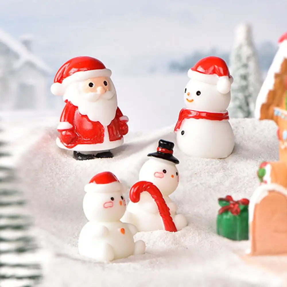 Figurines de bureau père noël bonhomme de neige, coffret cadeau DIY, Figurine de noël Miniature, Micro aménagement paysager pour 2022