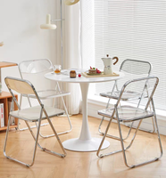 Chaise pliable portable en acrylique transparente avec assise circulaire pour le camping en plein air, les voyages et le salon