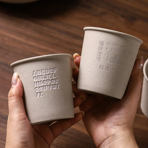 Custom Engraved logo Paper Cup Shape Ceramic Coffee Cup Vintage Ceramic Mug Without Handle - Product Image 2