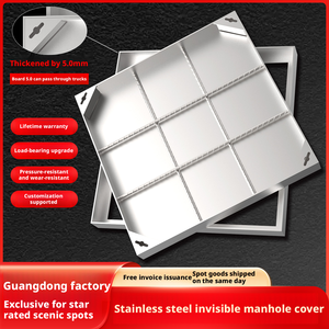 Tapa de alcantarilla invisible personalizable de acero inoxidable: Marco de acero inoxidable 201 + placa base galvanizada - Product Image 3