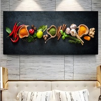 Tableau mural Art Déco pour la maison, toile suspendue, nature morte avec épices, cuillères et poivrons, décoration murale de cuisine et salle à manger, affiches et impressions sur le thème des céréales