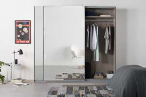 Armadio Guardaroba Moderno Personalizzato del 2021 in Legno Bianco Lucido per Camera da Letto con Specchio e 2 Ante Scorrevoli - Product Image 3