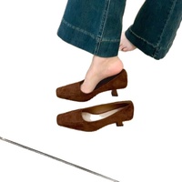 WITHCOCO Zapatos de Tacón de Aguja de Ante Francés para Mujer, Novedad de Invierno, con Punta Cuadrada, Elegantes, de Corte Bajo y Suela de Goma