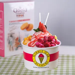 Usa e getta confezione di crema di ghiaccio ice cream container vasche con coperchio di carta ghiaccio tazza di panna