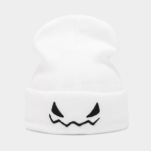Berretto in maglia arancione ricamato di zucca di Halloween per uomo donna divertente cappello Pullover in filato - Product Image 5