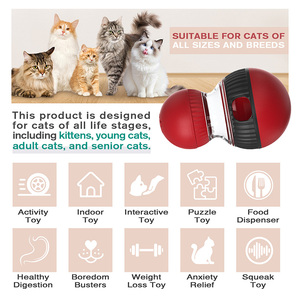 Divertido Dispensador de Comida para <span class=keywords><strong>Gatos</strong></span> en Forma de Pelota, Juguete de Rompecabezas de Alimentación Lenta con Sonido de Pájaro - Product Image 6