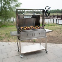 Barbecue portable en acier inoxydable avec gril argentin Santa Maria intégré, type brique réfractaire, pour Asado traditionnel, motorisé