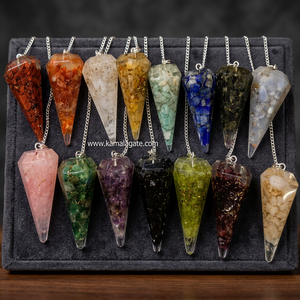 Natural Quartz <b>Crystal</b> Through-Carved Pencil Pendulum with Silver Chain and Bead for Dowsing and Reiki Healing Meditation - Product Image 4