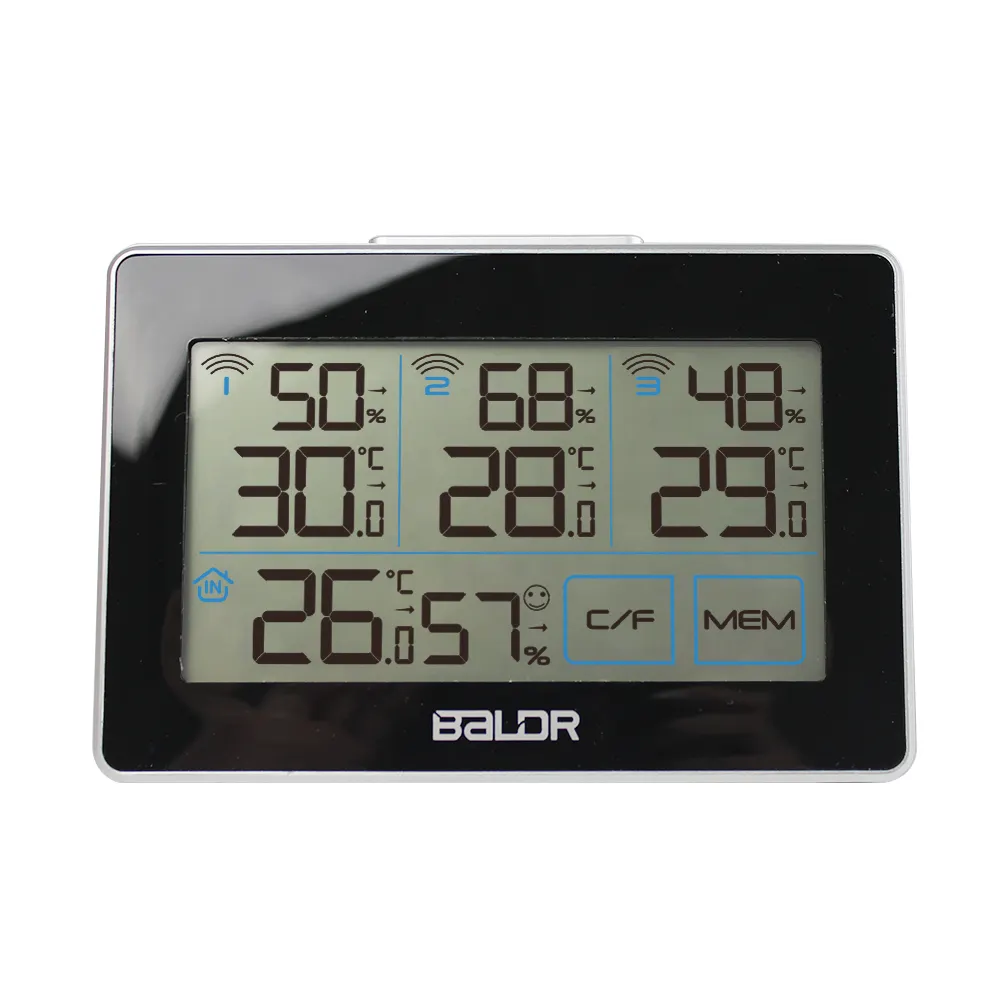 Temperature and Humidity measurement with 3 Indoor/ Outdoor Wireless Sensors Weather Station Thermometer and Hygrometer