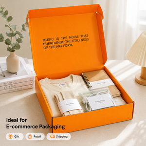 Custom Printed Recycled Materials Square Orange Corrugated Mailer <b>Box</b> Bright Color Shipping Packaging <b>Box</b> with Inner Print - Product Image 4