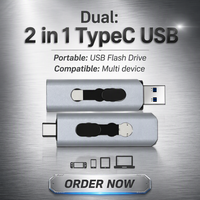 Logo Kustom Otg Metal Usb 2.0 Flash Disk 8g 16g 32gb 64gb 128Gb Pendrive Memoria USB Stick Penyimpanan Disk Usb Flash Drive Tipe c