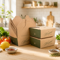 Conteneur alimentaire jetable en papier kraft à fenêtre, prix usine, matériaux recyclés, gaufrage, logo personnalisé pour salades et nouilles