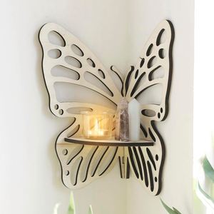 Wholesale Wooden Butterfly <b>Floating</b> <b>Shelves</b> for <b>Wall</b> Corner Shelf for Crystals and Stone Boho Home Decor Aesthetic Witchy Gift - Product Image 1