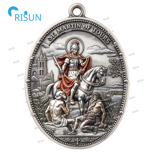 Collar con Colgante <span class=keywords><strong>de</strong></span> Medalla <span class=keywords><strong>de</strong></span> San Martín <span class=keywords><strong>de</strong></span> Tours, Oración Católica Religiosa, Medalla Personalizada <span class=keywords><strong>de</strong></span> San Martín <span class=keywords><strong>de</strong></span> Tours - Product Image 2