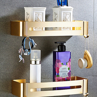 Étagère d'angle murale pour douche avec crochets, adhésive, pour salle de bain, toilettes, cuisine, rangement, sans perçage