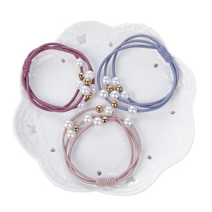 Élastiques à cheveux perlés avec perles, haute élasticité, bandeau pour femme, usage quotidien, accessoire de coiffure en corde, fabrication artisanale - Product Image 5