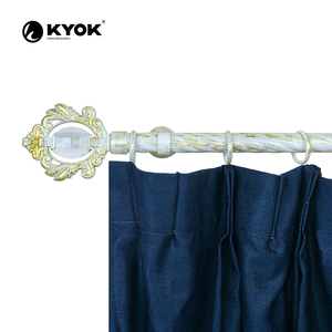 KYOK Premium Ornate <strong>Curtain</strong> <strong>Pole</strong> - Fluted Rod with <strong>Cream</strong> &amp; Gold Antique Finish - Product Image 6