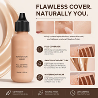 Fond de Teint Liquide Imperméable Personnalisé en Gros, Haute Qualité, Couvrance Totale, Longue Durée, Contrôle du Sébum pour Peaux Foncées