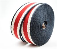 Sangle en coton écologique jacquard spirale chevrons bohème 1,5 po, motifs léopard/à rayures, bleu marine-rouge-ivoire, pour sacs de guitare DIY