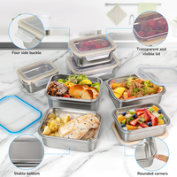 Boîte à lunch bento en acier inoxydable pour adultes, étanche, avec couvercle en plastique, compatible micro-ondes, boîte repas sans plastique pour la conservation des aliments