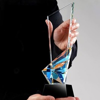 Trophée en cristal personnalisable avec logo et motif - 29 cm - Écologique - Impression UV - Design créatif - Vente directe du fabricant - Meilleures ventes