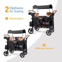 Poussette de voyage multifonctionnelle et pliable 4 places 600D en tissu Oxford tout-terrain pour 4 enfants.