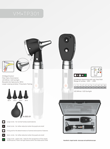 Otoscopio de Fibra Óptica, Endoscopio, Set de Examen de Oído y Ojo, Oftalmoscopio, Otoscopio de Uso Veterinario - Product Image 3