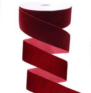 Cinta de Terciopelo Multiusos para Navidad y Bodas, Rollo de 2.5CM/3.8CM, Roja, Ecológica, Impresa en 7 Colores, con Logotipo Personalizado, para Envolver Regalos - Product Image 1