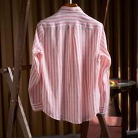 Kemeja Linen Pria Bergaris 100% Rami Murni Bernapas, Kasual Musim Panas, Ringan, Lembut, Dicuci, Logo Custom, Harga Pabrik, Terbaik