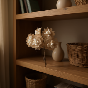 Fiori di Juta ILAN 78mm 4pz Decorazione Floreale Essiccata - Product Image 3