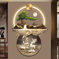 Peinture Murale en Acrylique et Cristal Gravée au Laser, Décoration LED Moderne pour Salon, Paysage Suspendu, Vente en Gros Usine