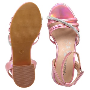 Chickita pink girls Wholesale dress heel Sandal Party Princess metallic pink Shoes - Product Image 6