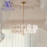 Lustre en verre texturé blanc nuage de style médiéval français, suspension de luxe pour villa, salon, salle à manger, plafond haut