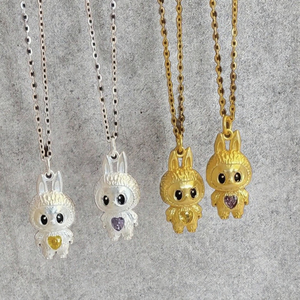 <span class=keywords><strong>Collier</strong></span> tendance pour femme, design mignon <span class=keywords><strong>L</strong></span> a Bu Bu, avec chaîne plaquée or exquise pour un style branché - Product Image 2