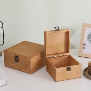 <b>Pine</b> Wood Jewelry <b>Box</b> Rectangle 22.5X22.5X10Cm Handmade Storage <b>Box</b> For Gift Packaging - Product Image 2